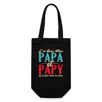 J'ai deux titres papa et papy - Sac à bouteille - noir - Devant
