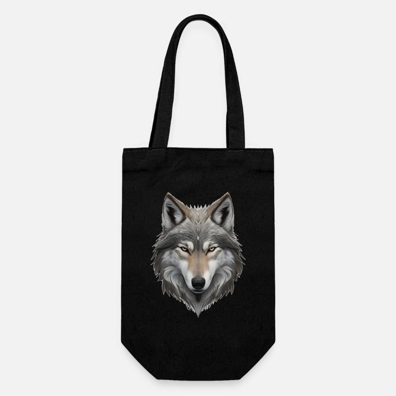 Wolfskopf - Geschenkbeutel für Flaschen - Schwarz