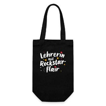 Lehrerin Geschenk Abschied Rock Flair Coole Lehrer - Geschenkbeutel für Flaschen - Schwarz - Vorne