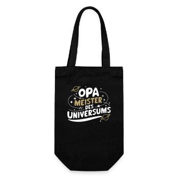 Opa Universumsmeister Vatertag Geburtstag Enkelin - Geschenkbeutel für Flaschen - Schwarz - Vorne