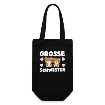 Süße Bärchen Große Schwester Schwangerschaft - Geschenkbeutel für Flaschen - Schwarz - Vorne