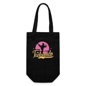 Taekwondo-Mädchen Retro | Kampfkunst | Vintage - Geschenkbeutel für Flaschen - Schwarz - Vorne