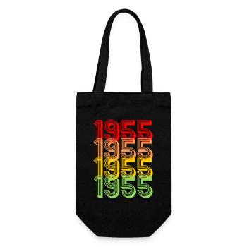1955 Retro 70. Geburtstag Geschenk Jahrgang 1955 - Geschenkbeutel für Flaschen - Schwarz - Vorne