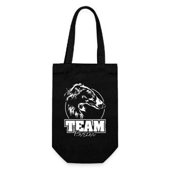 TEAM BORZOI Hunde Hundesport Windhunde Wilsigns - Geschenkbeutel für Flaschen - Schwarz - Vorne