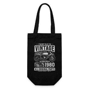 1980 Jahrgang Geburtstag Cafe Racer Motorrad - Geschenkbeutel für Flaschen - Schwarz - Vorne