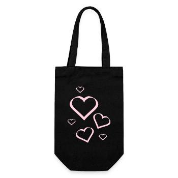 rosarotes Herz Herz rosa rot Herz pink Herzmuster - Geschenkbeutel für Flaschen - Schwarz - Vorne