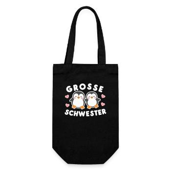 Große Schwester Pinguin-Motiv - Geschenkbeutel für Flaschen - Schwarz - Vorne
