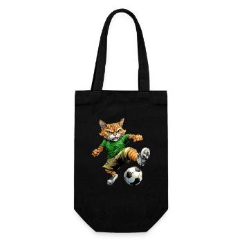 Katze Fussball grün - Geschenkbeutel für Flaschen - Schwarz - Vorne