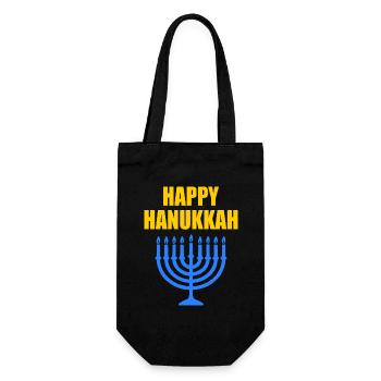 HAPPY HANUKKAH - Geschenkbeutel für Flaschen - Schwarz - Vorne