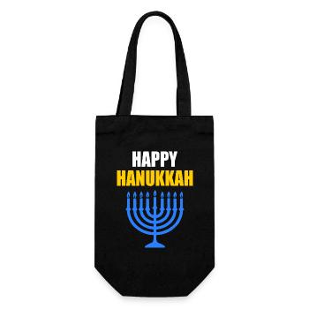 HAPPY HANUKKAH - Geschenkbeutel für Flaschen - Schwarz - Vorne