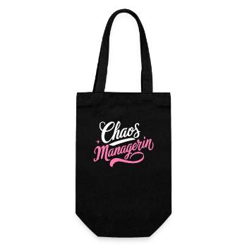 Chaos-Managerin Büro Heldin Leaderin Kraft - Geschenkbeutel für Flaschen - Schwarz - Vorne