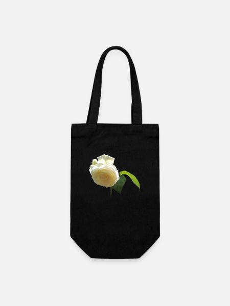 WEISSE ROSE - Geschenkbeutel für Flaschen - Schwarz