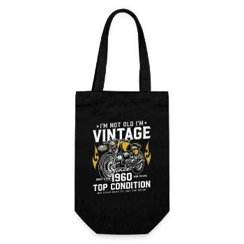 1960 Jahrgang Geburtstag Vintage Retro Motorrad - Geschenkbeutel für Flaschen - Schwarz - Vorne