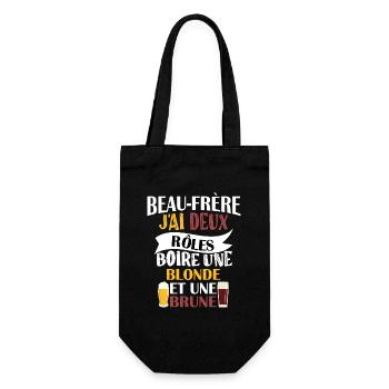 Beau frère j'ai deux rôles t-shirt bière humour - Sac à bouteille - noir - Devant