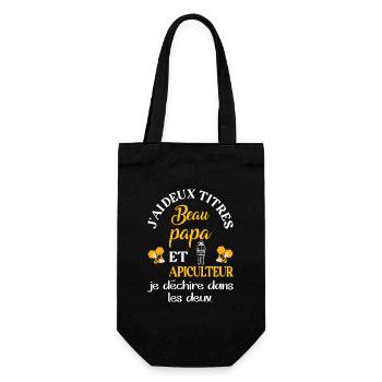 J'ai deux titres beau papa apiculteur abeille miel - Sac à bouteille - noir - Devant
