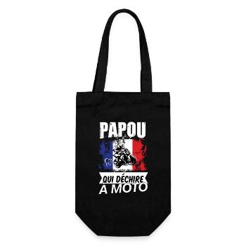 Papou qui déchire à moto t-shirt motard retraité - Sac à bouteille - noir - Devant