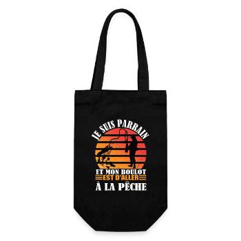 Parrain pêcheur maillot homme humour cadeau tshirt - Sac à bouteille - noir - Devant