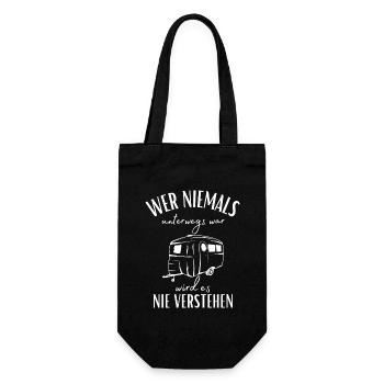 Camper und Wohnwagen Spruch-Lustiges Camper Motiv - Geschenkbeutel für Flaschen - Schwarz - Vorne