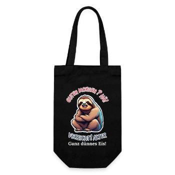 Good morning? Huh! Beware of old very thin ice - Gift Bag for Bottles - black - Front