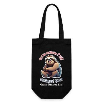 Good morning? Huh! Beware of old very thin ice - Gift Bag for Bottles - black - Front