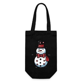 Schneemann Winter Weihnachten - Geschenkbeutel für Flaschen - Schwarz - Vorne