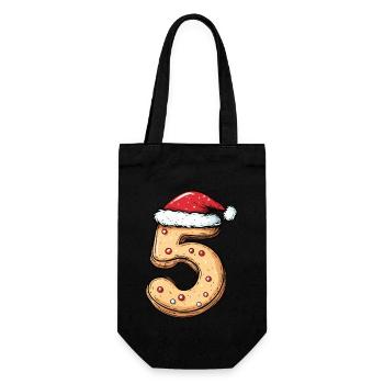 5 Number Christmas Cookie - Gift Bag for Bottles - black - Front