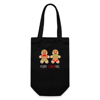 Gingerbread Duo - Funny Christmas Design - Gift Bag for Bottles - black - Front