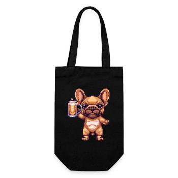 French Buldog Dogs Pixel Beer - Gift Bag for Bottles - black - Front