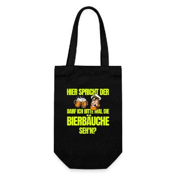 Hier spricht der Kapitän...Bierbäuche seh'n? - Geschenkbeutel für Flaschen - Schwarz - Vorne