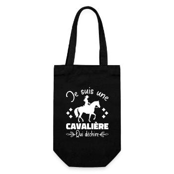 Ein Reiter, der auf einem Pferd reitet, das Geschenk zerreißt - Geschenkbeutel für Flaschen - Schwarz - Vorne