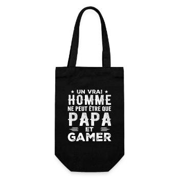 Ein echter Mann ist nur ein Vater und Gamer - Geschenkbeutel für Flaschen - Schwarz - Vorne