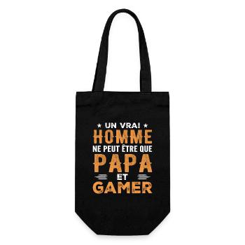 Ein echter Mann ist nur ein Vater und Gamer - Geschenkbeutel für Flaschen - Schwarz - Vorne