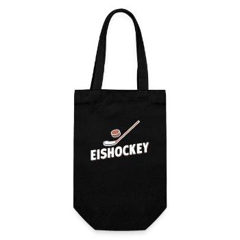 Eishockey Fan-Artikel Geschenkidee Puck Eisfeld - Geschenkbeutel für Flaschen - Schwarz - Vorne