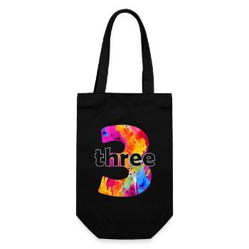 THREE 3 YEAR BOY 3RD BIRTHDAY - Gift Bag for Bottles - black - Front