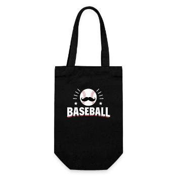 Baseball Mustache Fanartikel Shirt Cap Ball - Geschenkbeutel für Flaschen - Schwarz - Vorne