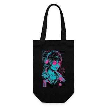 Headphones Girl Woman Music Sound Beat Neon Pink - Gift Bag for Bottles - black - Front