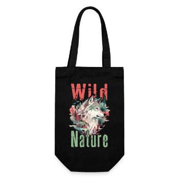Wolf Wolf's Head Forest Nature Mountains Wilderness Colorful - Gift Bag for Bottles - black - Front