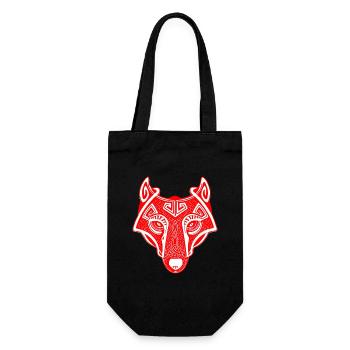Wikingerwolf Fenrir walhalla rot weiß - Geschenkbeutel für Flaschen - Schwarz - Vorne