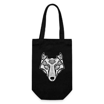 Wikingerwolf Fenrir valhalla weiß - Geschenkbeutel für Flaschen - Schwarz - Vorne