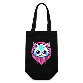 Cute Cat Illustration - Gift Bag for Bottles - black - Front