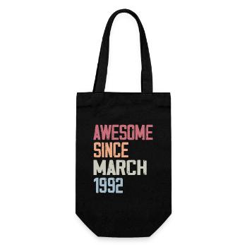 1992 March Birth Birthday March 1992 Gift - Gift Bag for Bottles - black - Front