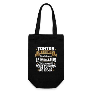 Tonton On A Essayé De Trouver Le Meilleur Cadeau - Sac à bouteille - noir - Devant