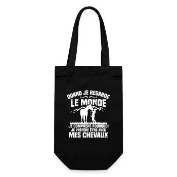Je préfère être avec mes chevaux - Sac à bouteille - noir - Devant