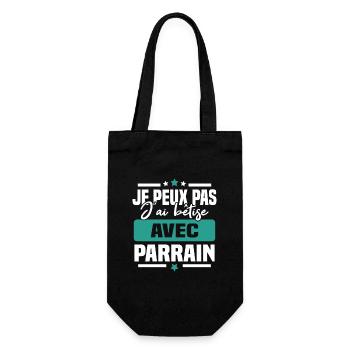 Je peux pas j ai bêtise avec parrain - Sac à bouteille - noir - Devant