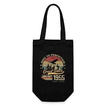 69 years old Aged to perfection born: January 1955 - Gift Bag for Bottles - black - Front