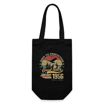 68 years old Aged to perfection born: January 1956 - Gift Bag for Bottles - black - Front