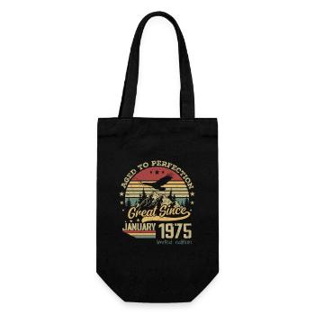 49 years old Aged to perfection born: January 1975 - Gift Bag for Bottles - black - Front
