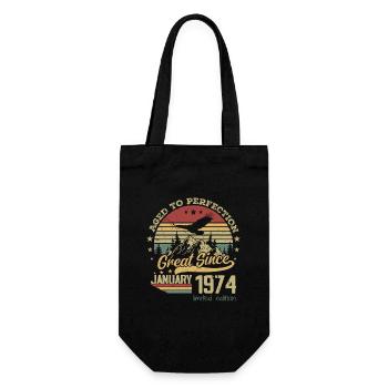 50 Years Old Aged to Perfection Born: January 1974 - Gift Bag for Bottles - black - Front