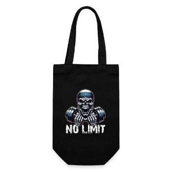 No Limit Workout Bodybuilding Skull with Dumbbell - Gift Bag for Bottles - black - Front