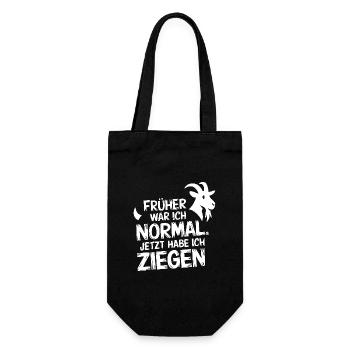 Früher war ich normal jetzt habe ich Ziegen - Geschenkbeutel für Flaschen - Schwarz - Vorne